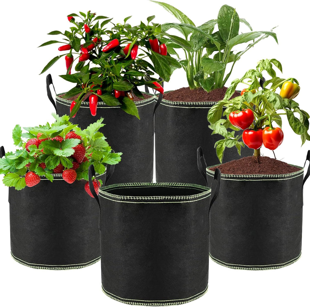 5 Pots de Tomates de 12 L, Sacs de Plantation Non Tissés avec Poignées, Pots de Jardin Épaissi et Aérés, Sacs de Plantation Réutilisables pour Pommes de Terre, Tomates, Légumes, Fleurs et Fraises