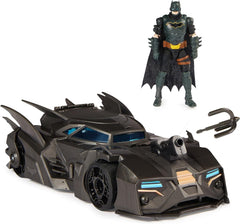 DC Comics Batman Batmobile tout-terrain avec catapulte avec grappin et cellule arrière en maille, y compris figurine Batman de 10 cm, pour les fans de super-héros à partir de 4 ans Figurines Naty Shop Single