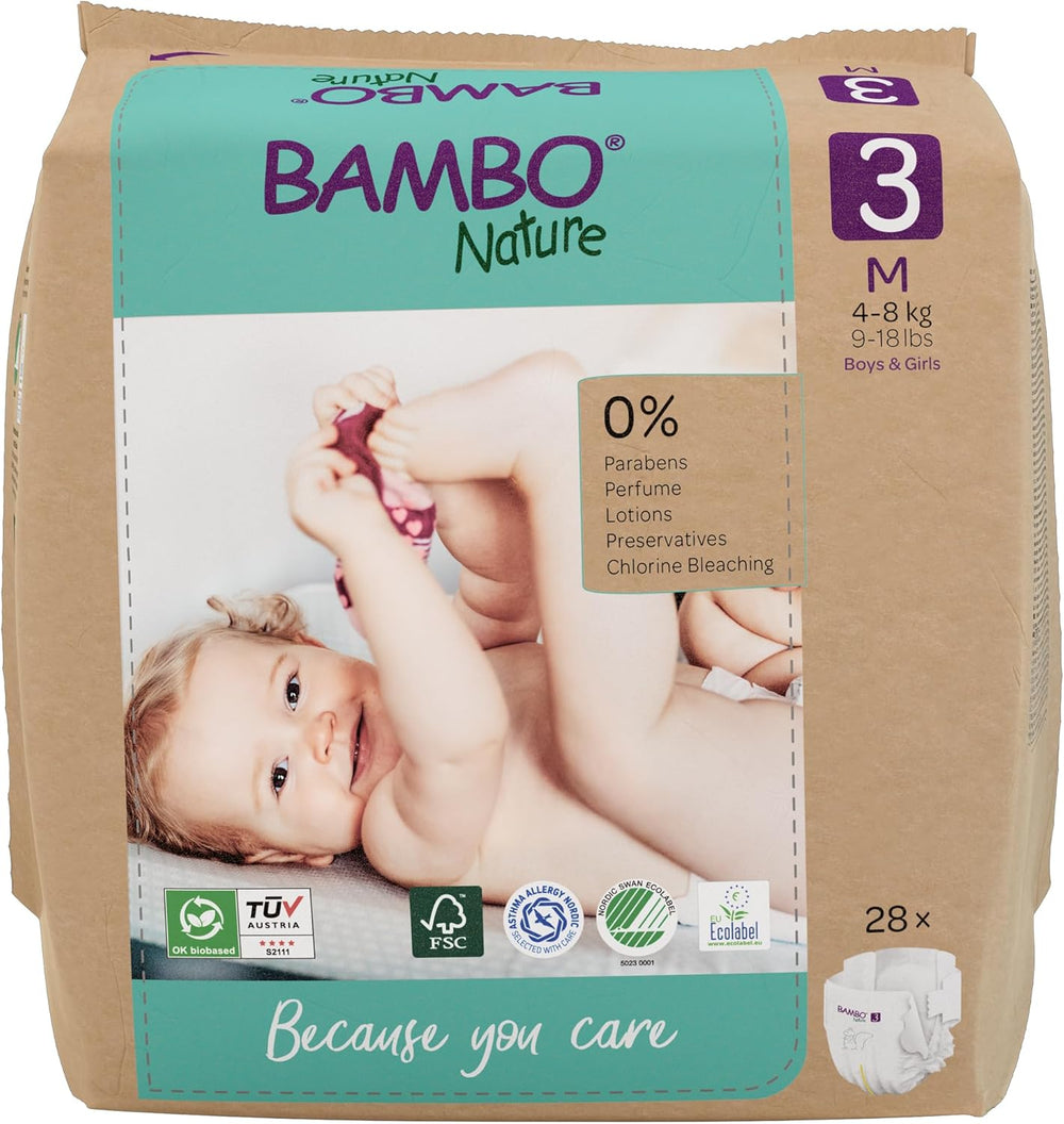 Couches pour bébé Bambo Nature, taille 1 (2-4 kg), boîte mensuelle de 132 unités | Couches haut de gamme avec protection améliorée contre les fuites | Confort et liberté ultimes pour les nouveau-nés | Couches testées dermatologiquement