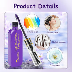 5 couleurs de teinture capillaire temporaire Cire colorée pour cheveux Mascara pour teinture capillaire temporaire pour filles et femmes Craie de teinture capillaire lavable Convient pour les anniversaires Cosplay DIY Halloween Coloration capillaire Naty Shop