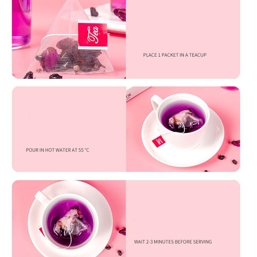 Ceai mixt cu coacăze negre, dud și trandafiri 黑枸杞桑葚玫瑰茶 8,8 oz (250 g, 5 g x 50 p) Ceai natural din plante chinezești