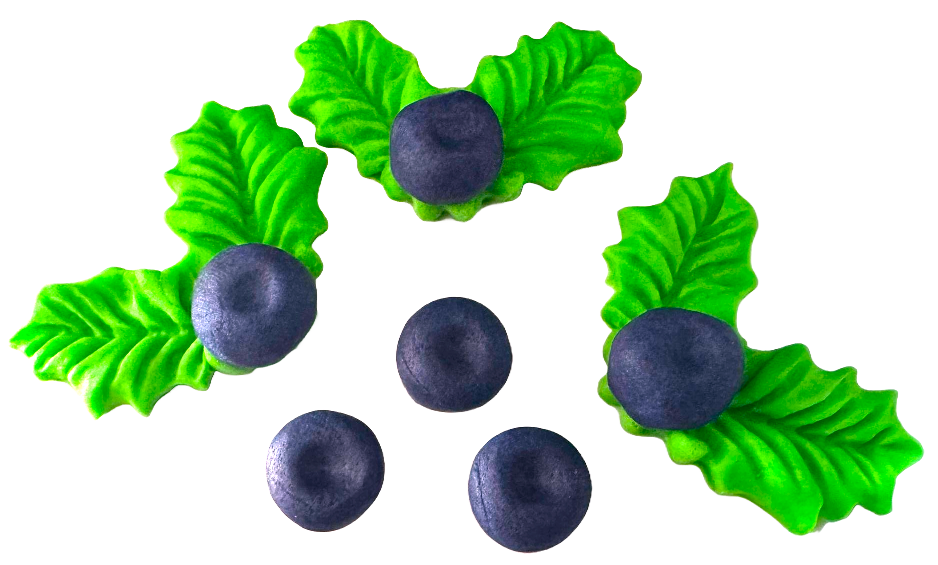 Lot de 6 décorations comestibles en sucre, Décorations en Pâte à Sucre Canneberge Nati Shop