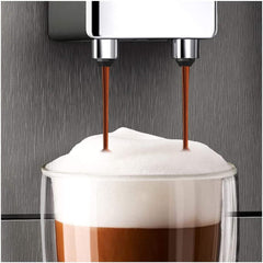 Melitta Avanza - Machine à expresso entièrement automatique avec système de lait, machine à expresso avec moulin et réservoir d'eau extra grand (1,5 l) pour par ex. cappuccino ou expresso, titan mystique