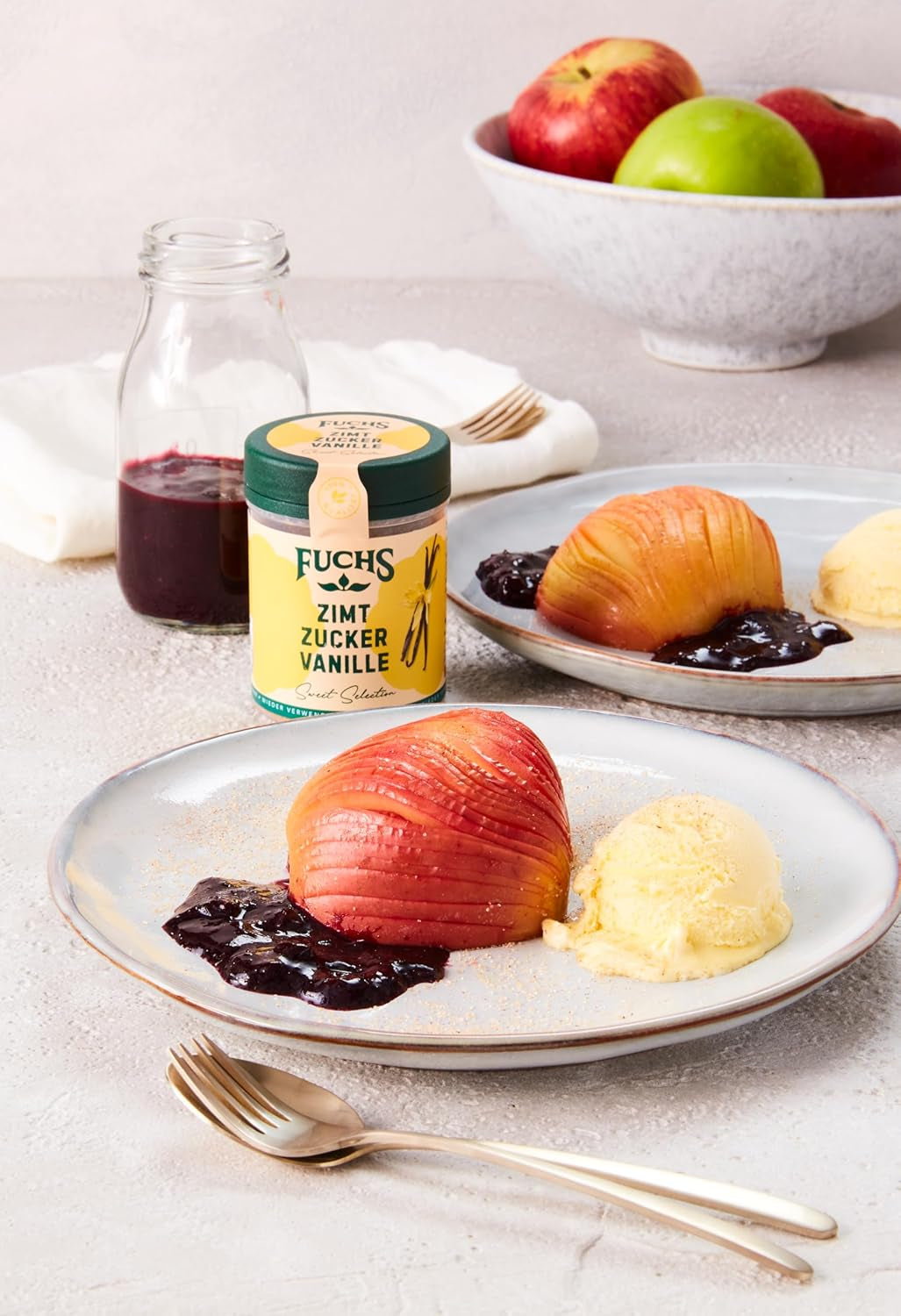 Fuchs Gewürze - Zimt Zucker Vanille - Gewürz zum Versüßen von Wafeln, Milchgetränken oder Joghurt - aus natürliche Ingredient - 100 g in wiederverwendbarer, recyclebarer Dose