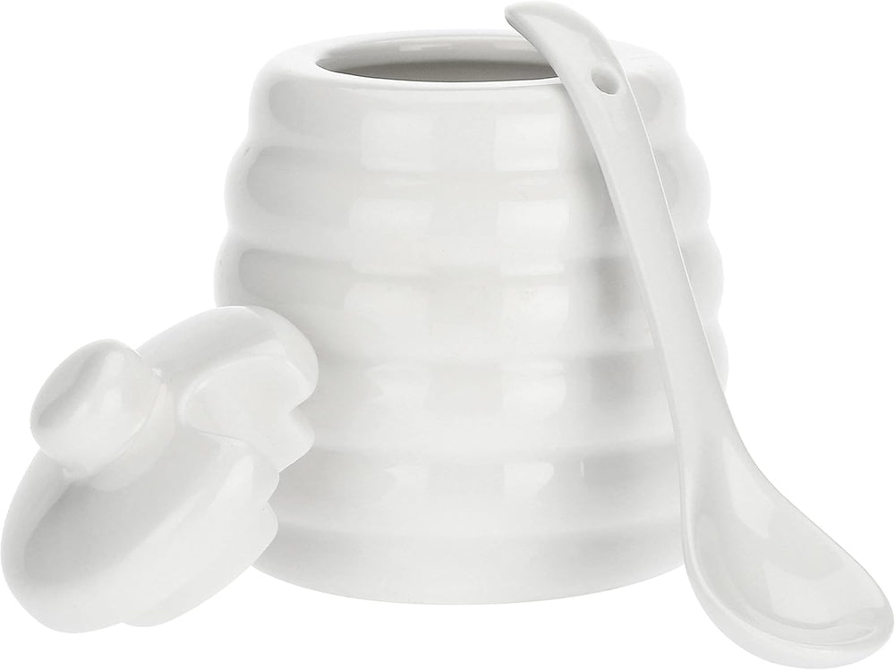 la Porcellana "Sucrier Domestique avec Cuillère, Coffret Cadeau, Blanc"