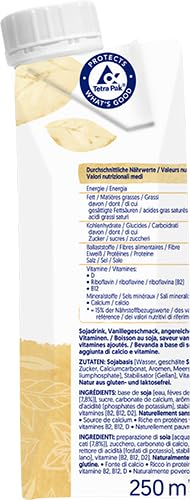 Alpro Sojadrink, Vanillegeschmack, Pflanzlicher Drink, végétalien, sans lactose, sans gluten, UHT, 15x250ml, paquet de 15