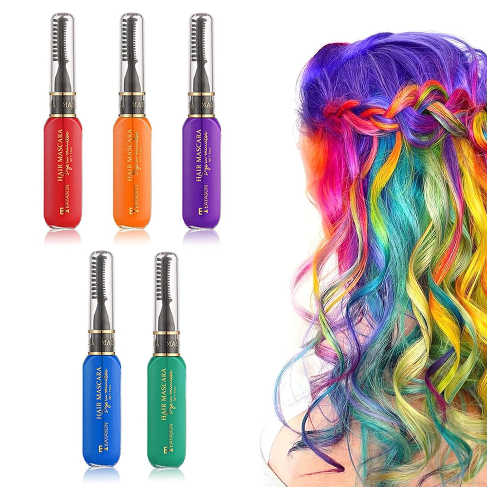 Teinture capillaire temporaire pour enfants, 5 couleurs, Mascara lavable, craie pour Salon de coiffure, boutique Naty