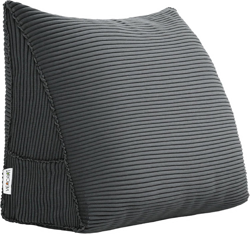 Pernă Johnear cu pană, pernă de citit pentru pat și canapea, pernă pentru spătar, pernă pentru tăblie, pernă lombară triunghiulară mare (gri, 45 cm)