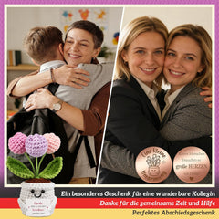 Abschiedsgeschenk Kollegin & Lehrerin Erzieherin - Pocket Hug Tulpen Blumen - Dankeschön Geschenk Für Rente, Jobwechsel & Abschied - Gehäkelte Blumen & Glücksbringer - Schlüsselanhänger