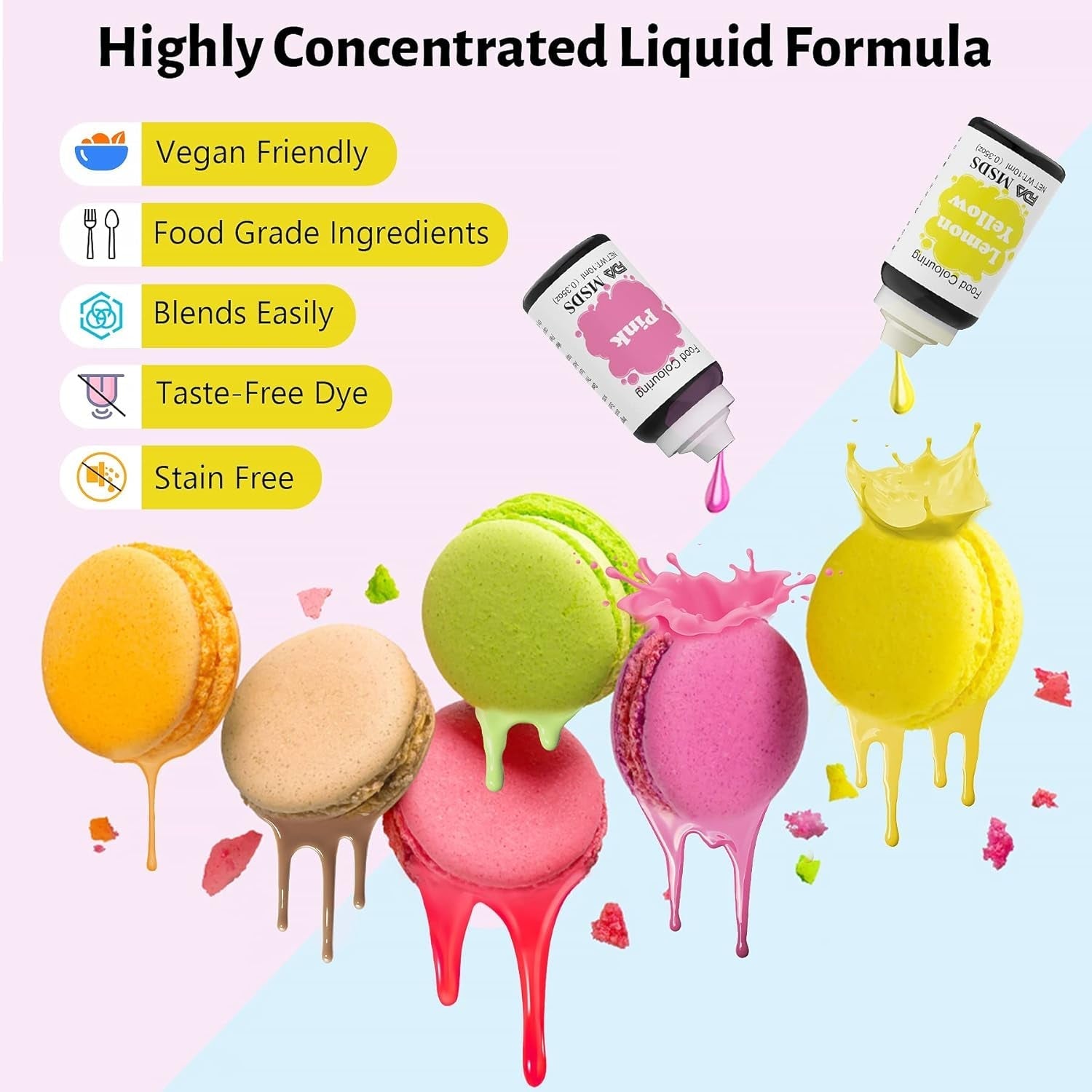 Colorant alimentaire 9 x 10 ml, colorant alimentaire liquide – ensemble de colorants alimentaires pour décorer des gâteaux, macarons, beignets, fudge, glaçage, savons DIY, crème glacée, colorant pour savon, colorant pour pistolet pulvérisateur