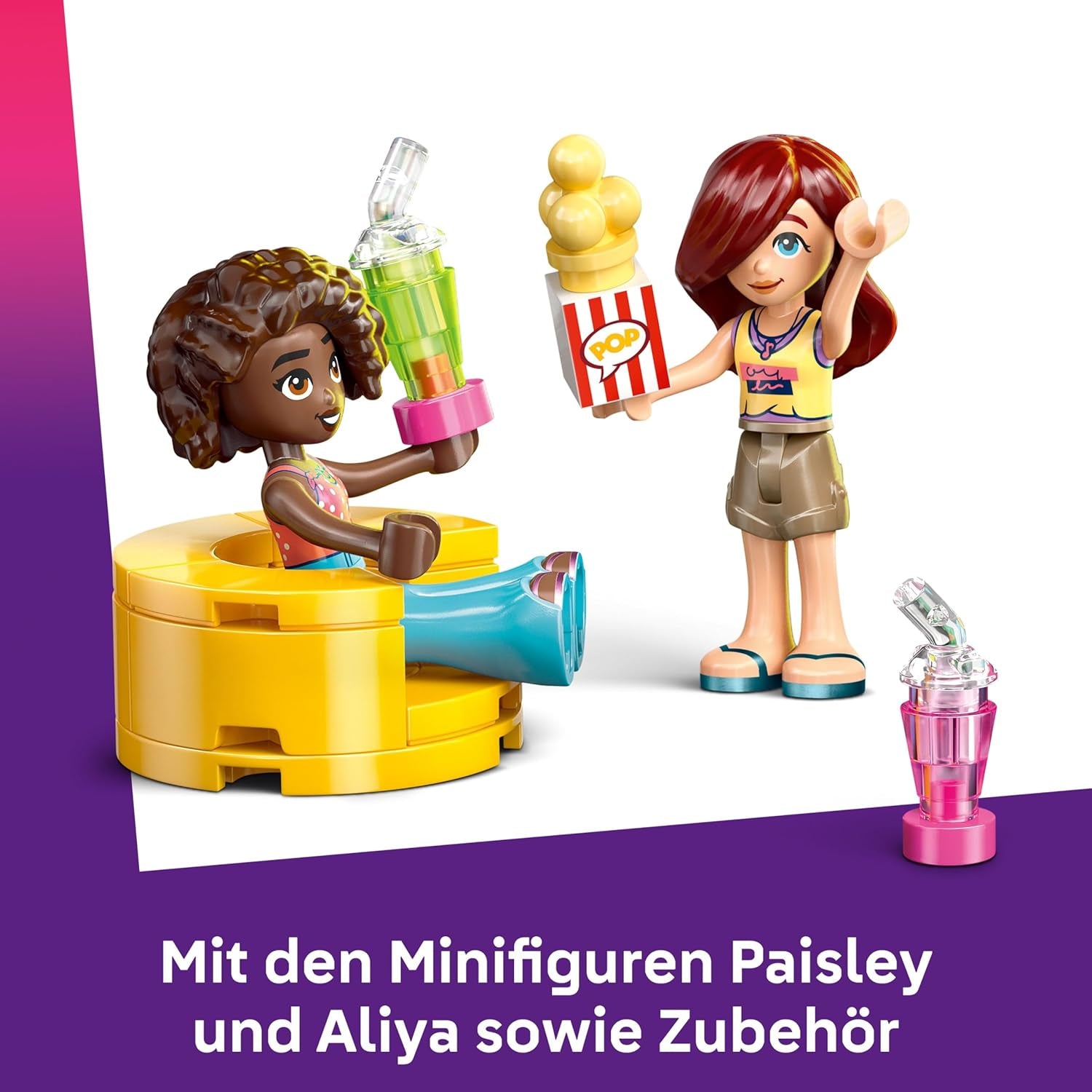 Jouet de soirée cinéma de l'amitié LEGO Friends pour filles de 6 ans et plus - incl. 2 mini poupées, un écran et un projecteur de briques lumineuses - Ensemble de construction créatif - 42642