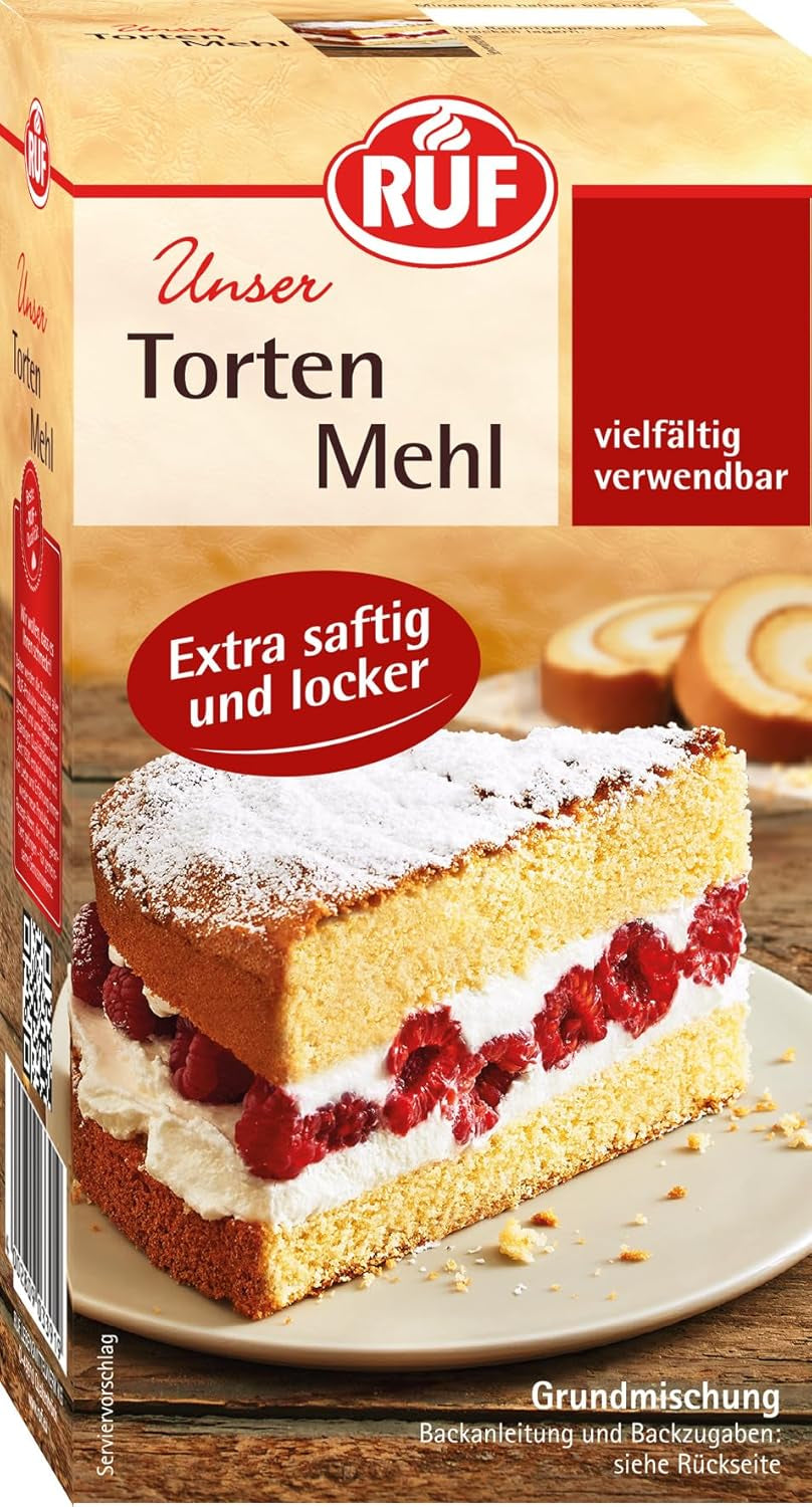 RUF Biskuit Teig, Backmischung Für Einen Saftigen Biskuitteig, Gelingsicher Und Schnell Zubereitet, Zur Herstellung Von Biskuitrollen, Biskuitkuchen Oder Tortenboden, 1 X 250G Naty Shop 400 G (1Er Pack) Tortenmehl