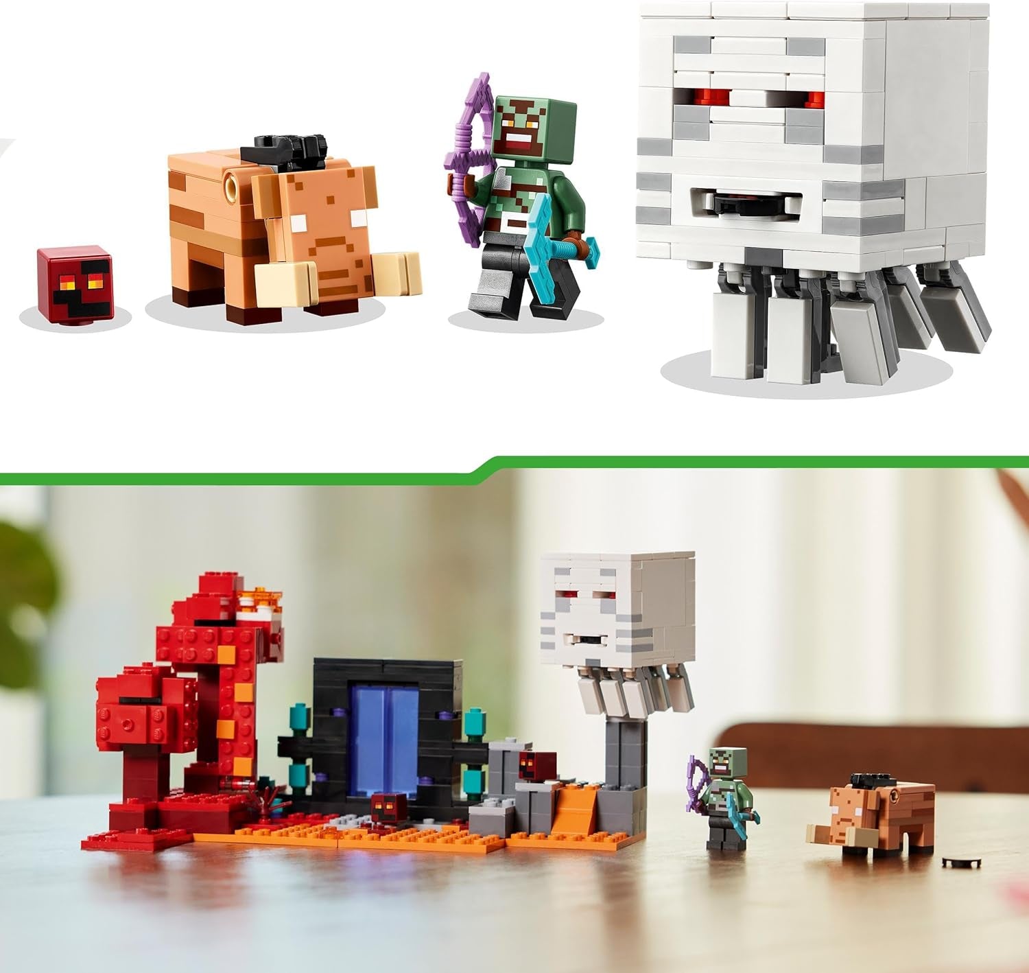 LEGO Minecraft Embuscade au portail du Nether Jeu de jouet pour enfants avec scènes de bataille et personnages légendaires, y compris un cadeau Ghast pour les joueurs garçons et filles de 8 ans 21255 Ensembles de construction Besuche den LEGO-Store