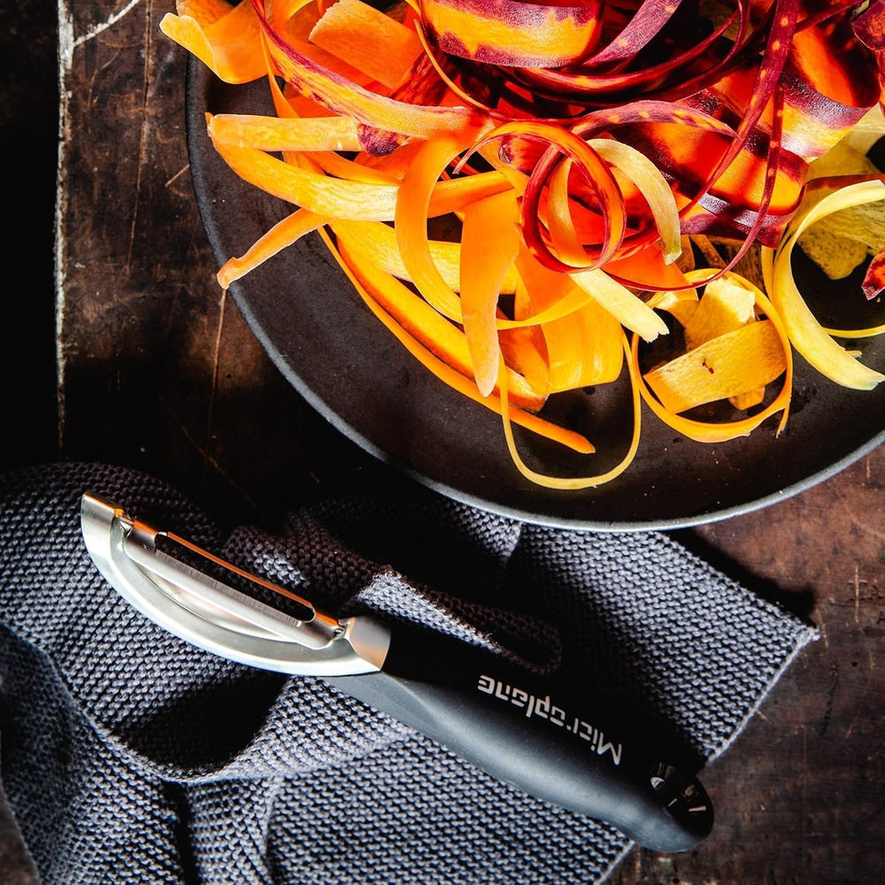 Naty Shop Microplane Éplucheur ambidextre professionnel à double lame en acier inoxydable