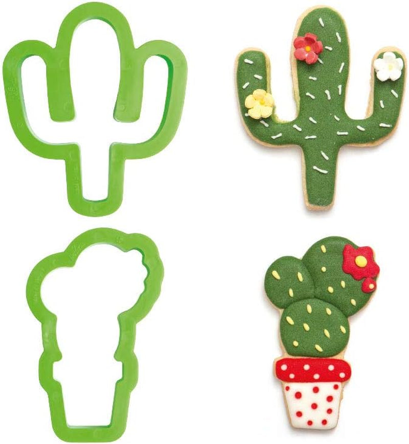 0255072 Emporte-pièce cactus en plastique, lot de 2, 9 x 2,2 cm, vert