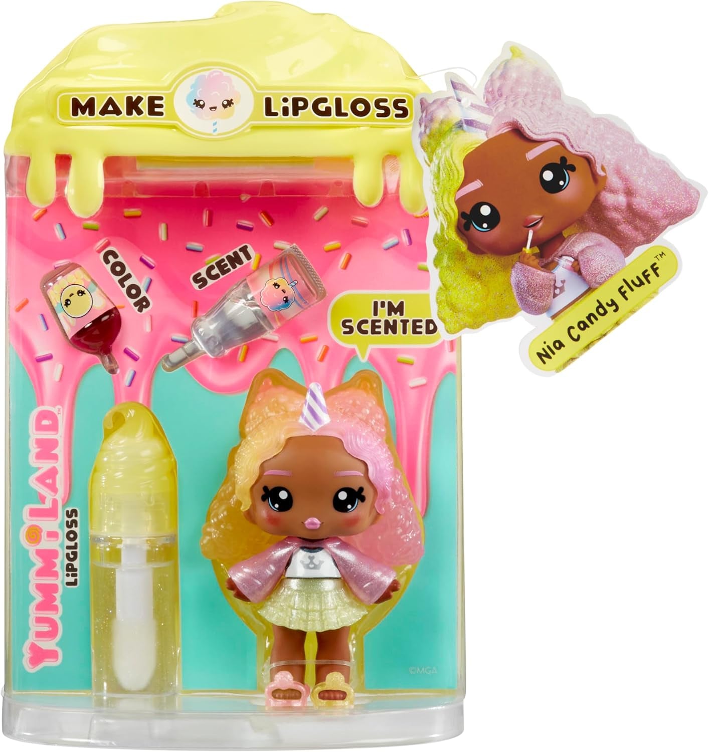 Yummiland Lip Gloss Doll - Roxie Crystal Candy - Y compris un kit de brillant à lèvres DIY, Geeignet für Kinder ab 4 Jahren, Rosa, série 2