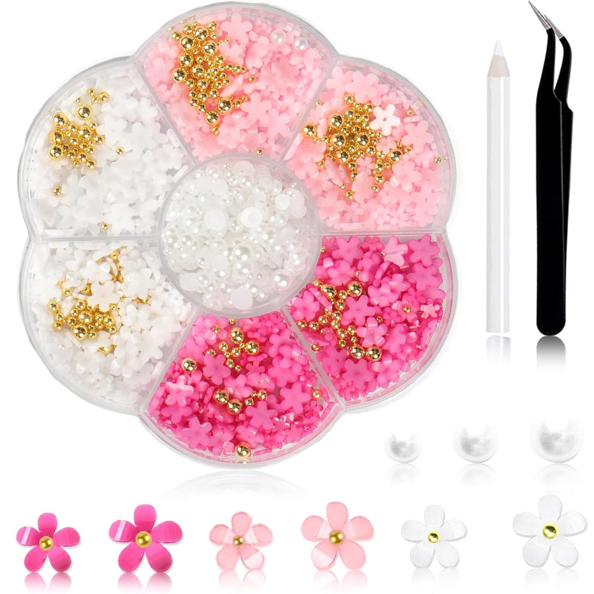 1 Karton Nail Art Charms, 3D Blumen Nagelkunst Charms, Acryl Blumen Nagel Strass Mit Ornamenten, Nagel Edelsteine, Nagel Zubehör Für Mädchen, Nagelkunst Dekoration, DIY Handwerk Nail Design