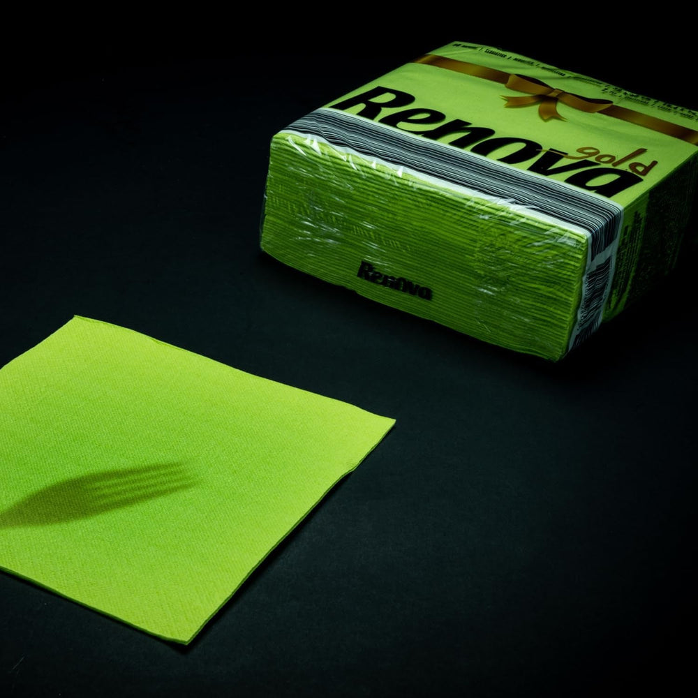Serviettes en papier Renova, dorées, vertes, 40 pièces