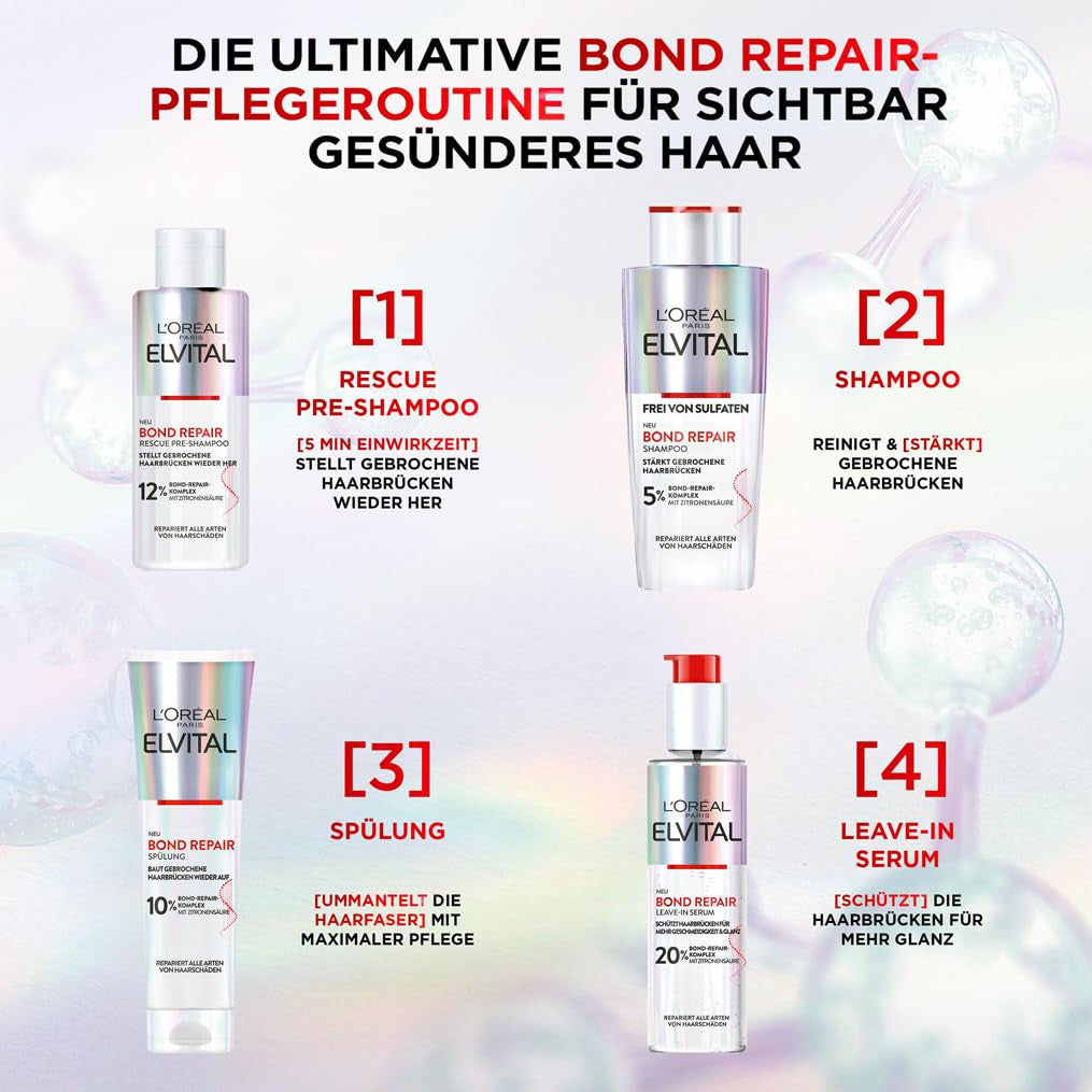L'Oréal Paris Elvital Bond Repair Shampooing, Nettoyant doux pour la réparation des cheveux L'Oréal Douche et Bain