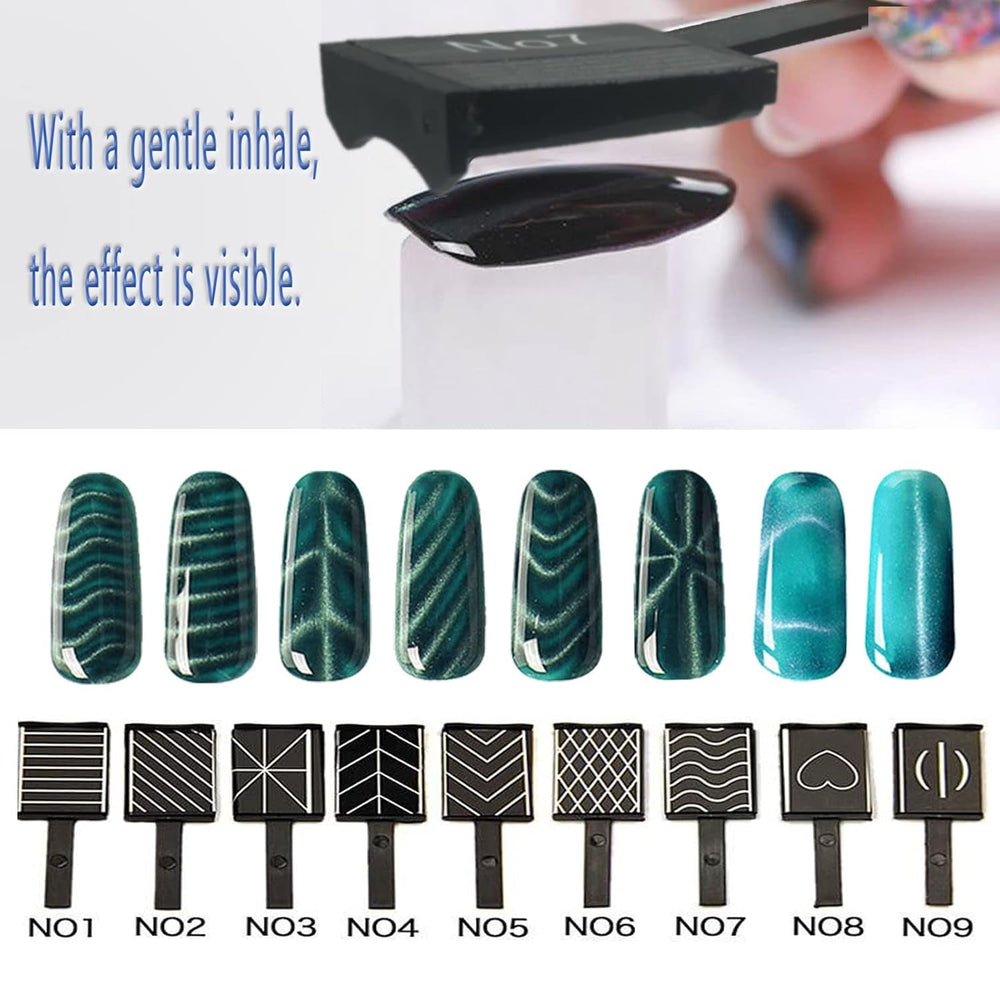 14 pièces Nail Art Werkzeug Magnetstift DIY Magic 3D Magnet Stick Set Application avec Cat Eye Gel Pulver ou Nagelac - Stylo magnétique pour les yeux pour un effet magique idéal