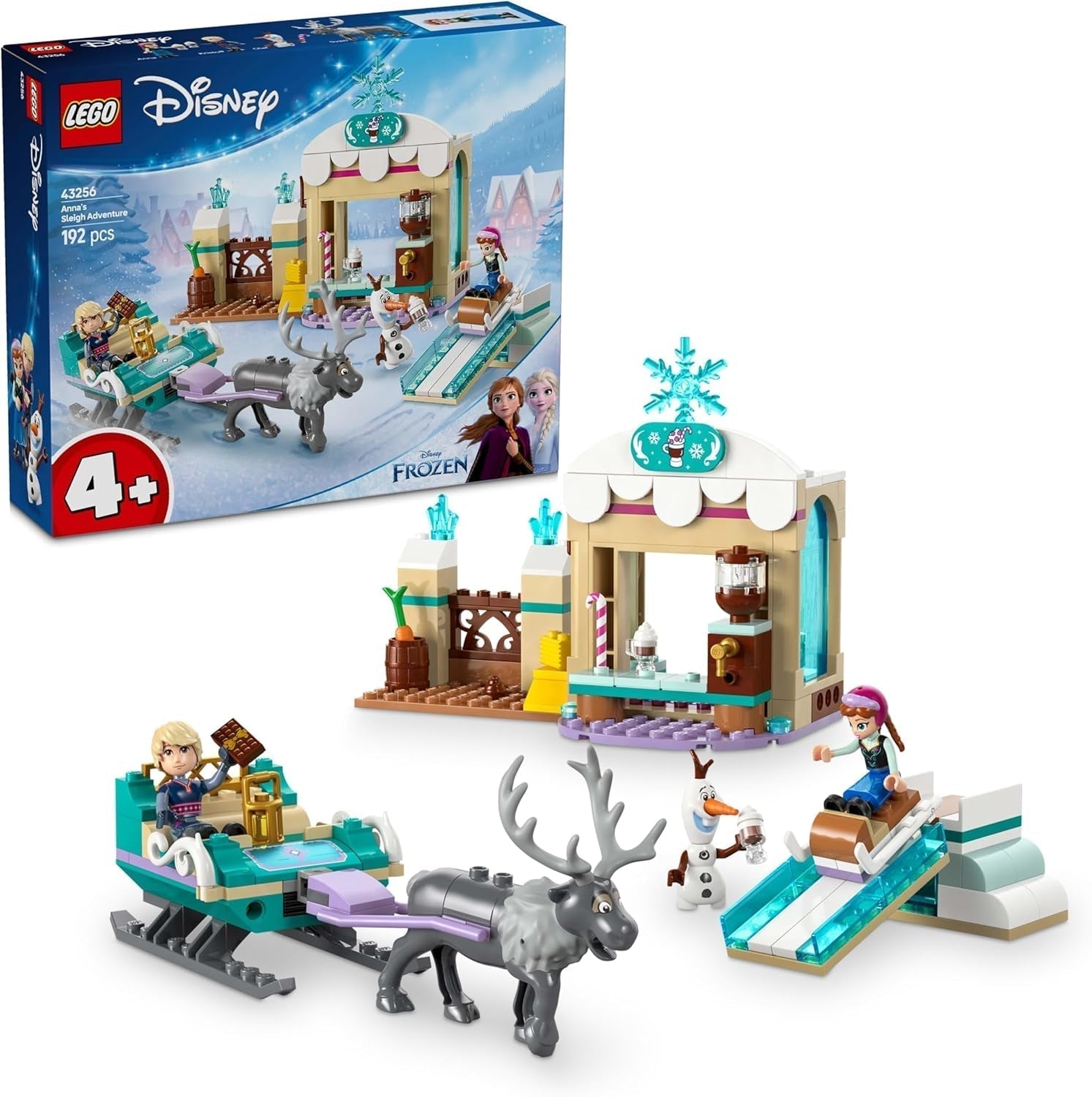 LEGO Ç€ Disney La Reine des neiges : l'aventure en traîneau d'Anna, jouet de construction et ensemble de jeu fantastique, support en chocolat avec mini-poupées Anna, Kristoff, Olaf et Sven, jouet princesse pour filles à partir de 4 ans 43256 Ensembles de construction Besuche den LEGO-Store Default Title