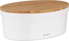 Boîte à pain Kela avec trous d'aération, boîte à pain en céramique, SALENA, bol à pain, blanc, 36,5 x 23,5 x 14 cm Boîtes de conservation des aliments Naty Shop Boîte à pain