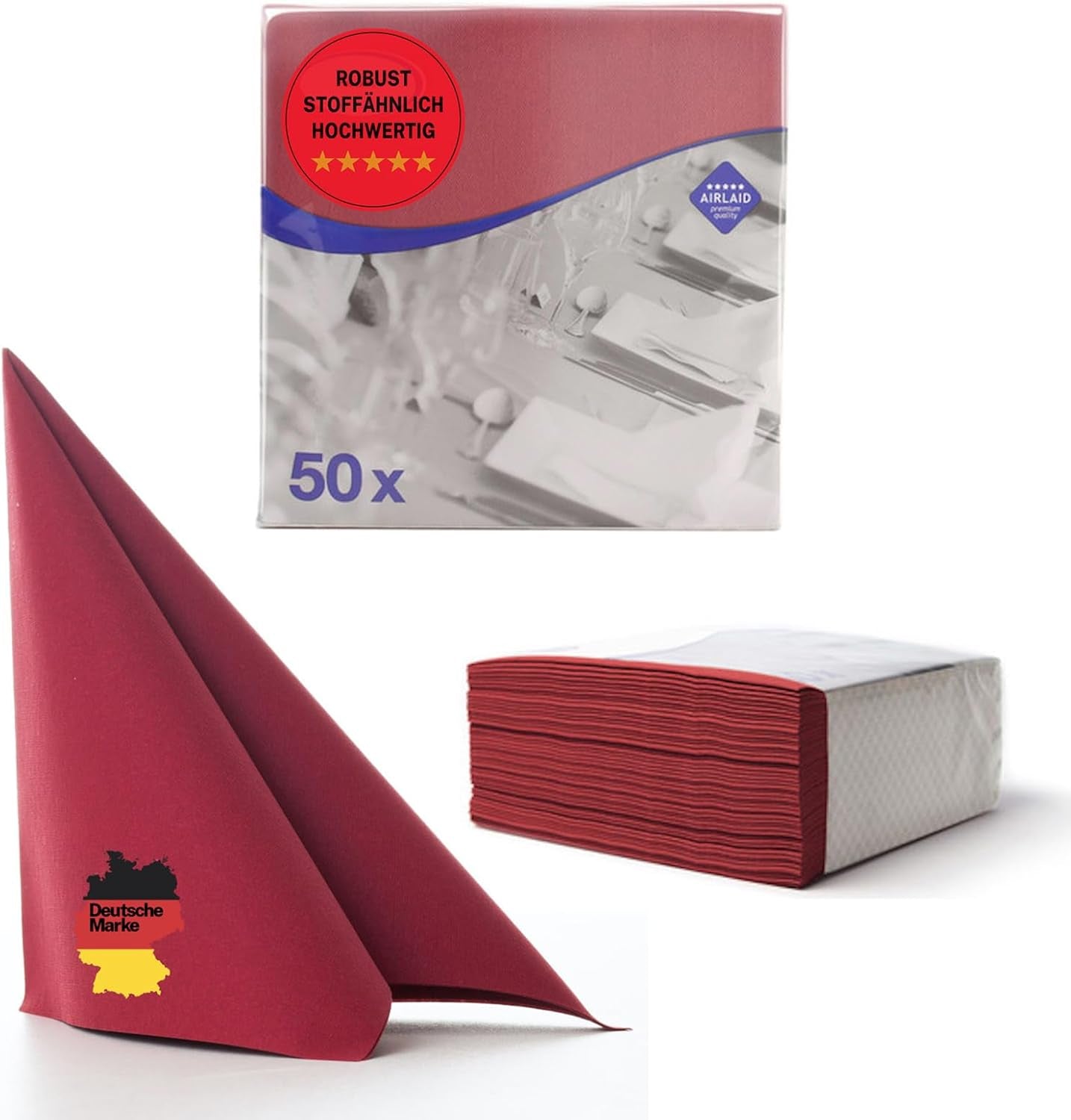 50 Serviettes Aroba Airlaid Aspect Textile 19 COULEURS 40X40 Cm 1/4 Pli Serviettes de Mariage Aspect Textile de Haute Qualité pour Anniversaires Hôtel Restauration Vacances Noël Mariage Rose