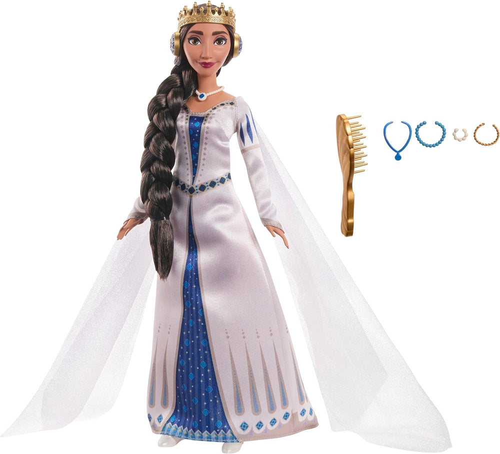 Mattel Disney Wish Königin Amaya von Rosas Modepuppe, bewegliche puppe et accessoires, HRC11