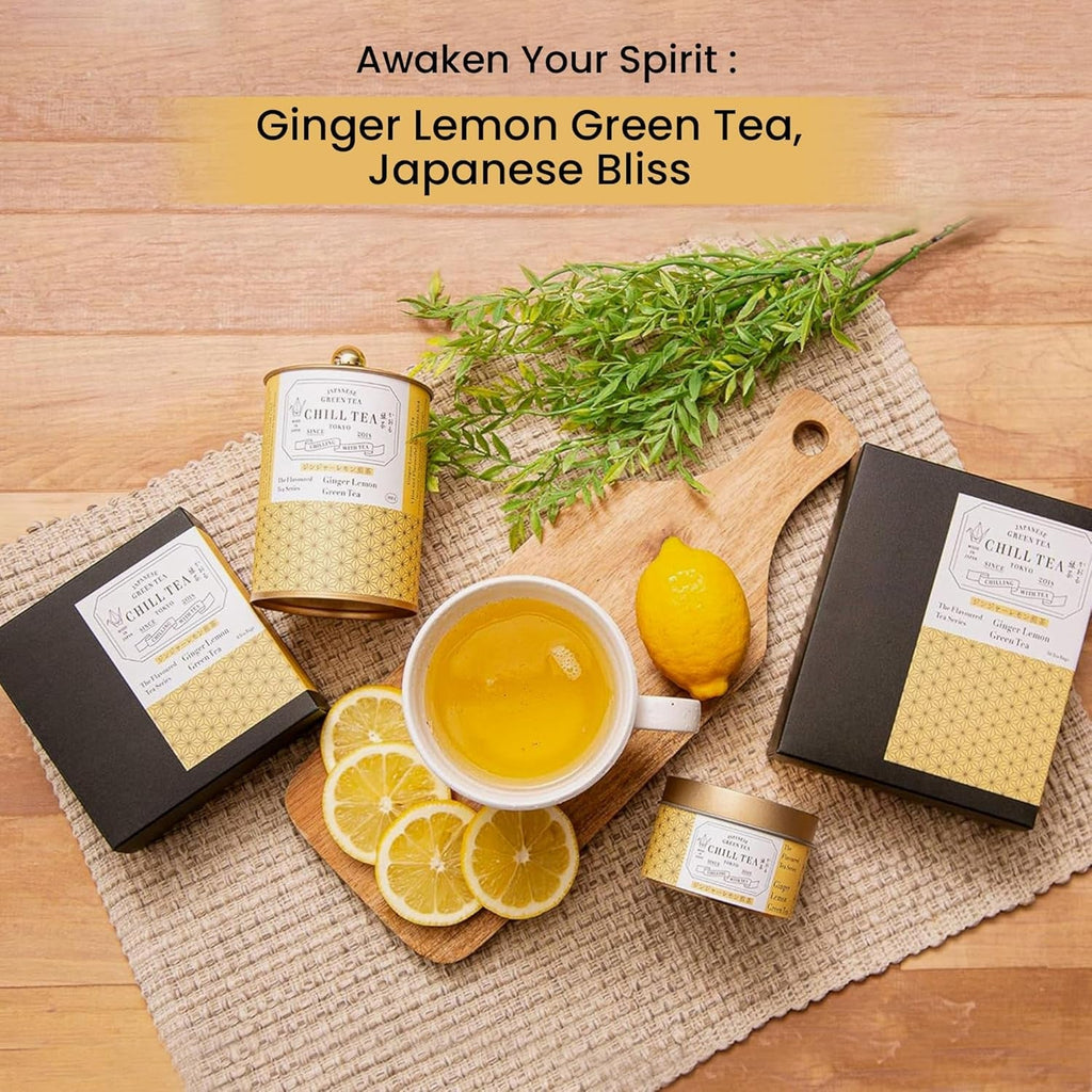 Ceai verde cu ghimbir și lămâie de  - 100% ceai verde japonez - aromă de citrice (30 g)