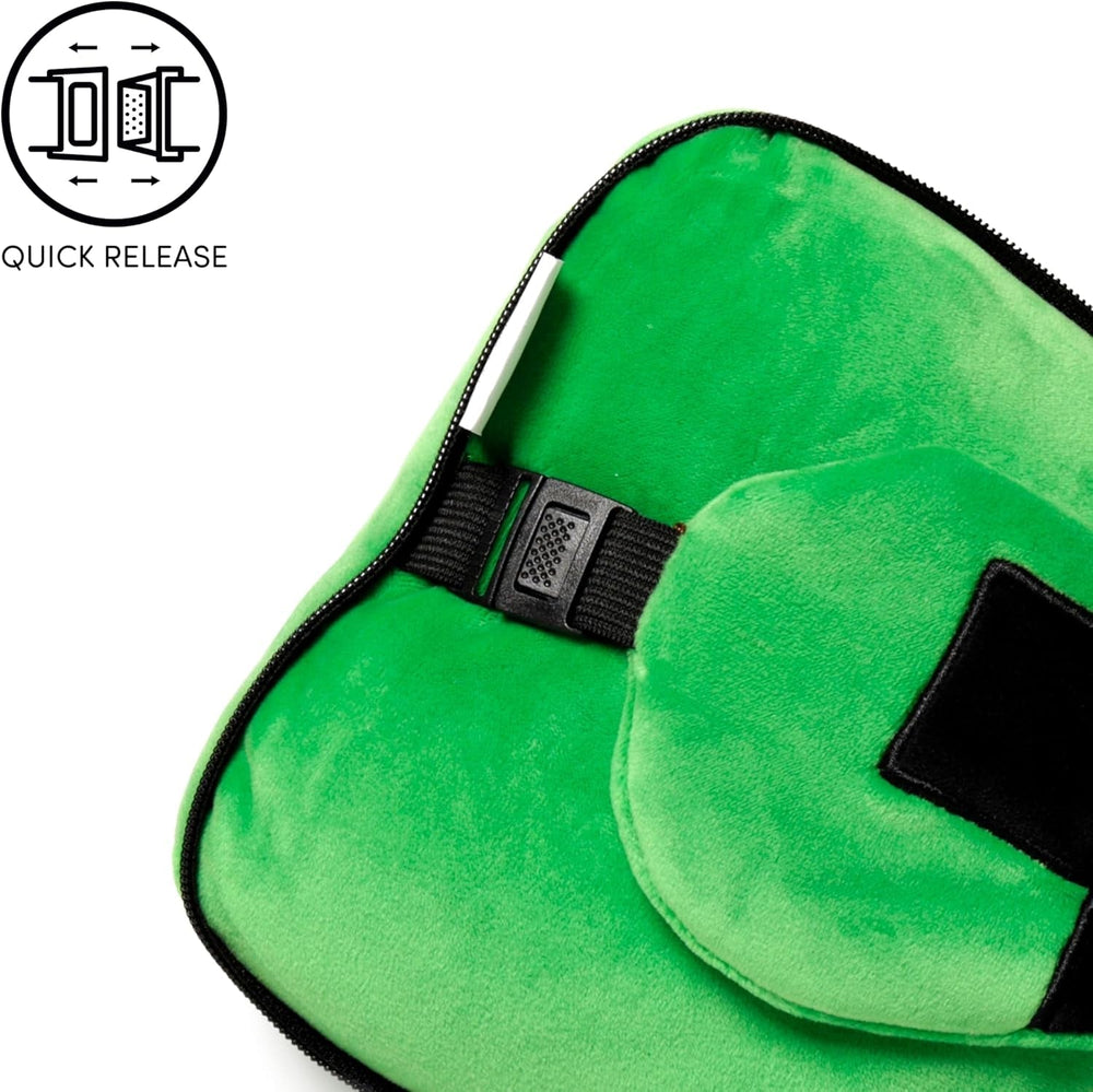 Puckator Relaxeazzz Minecraft Creeper Oreiller de voyage en peluche et masque pour les yeux Appui-tête Oreiller de couchage Oreiller de voyage Masque de sommeil pour enfants et adultes pour voyage Voiture Train Avion Accessoire Oreillers de voyage Naty Shop