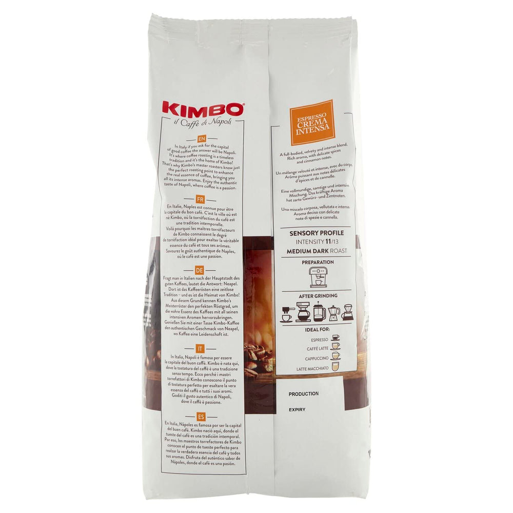 3x Café en grains Espresso Crème Intense, torréfaction moyennement foncée, grains de café entiers, sac de 1 kg, café de Naples