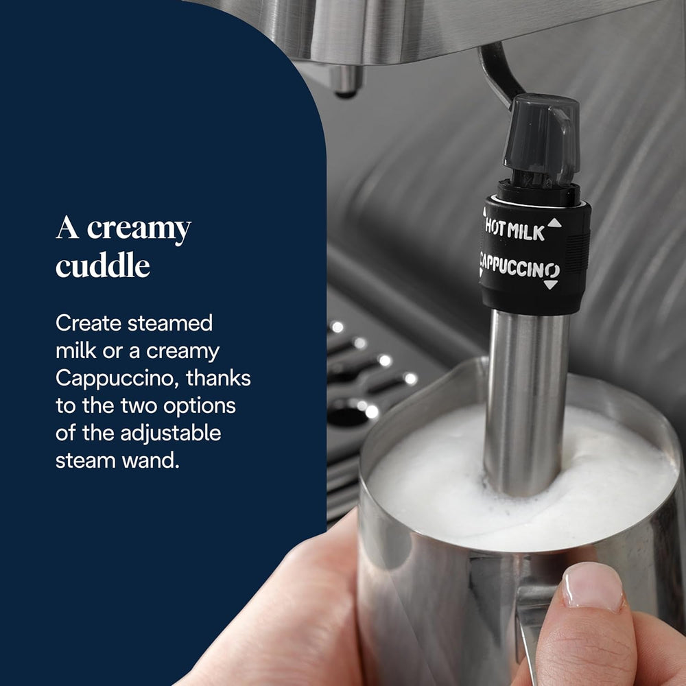 De'Longhi Classic EM450.M Machine à expresso porte-filtre avec mousseur à lait professionnel, boîtier entièrement métallique, 15 bars, réservoir d'eau 1,7 l, acier inoxydable/métal