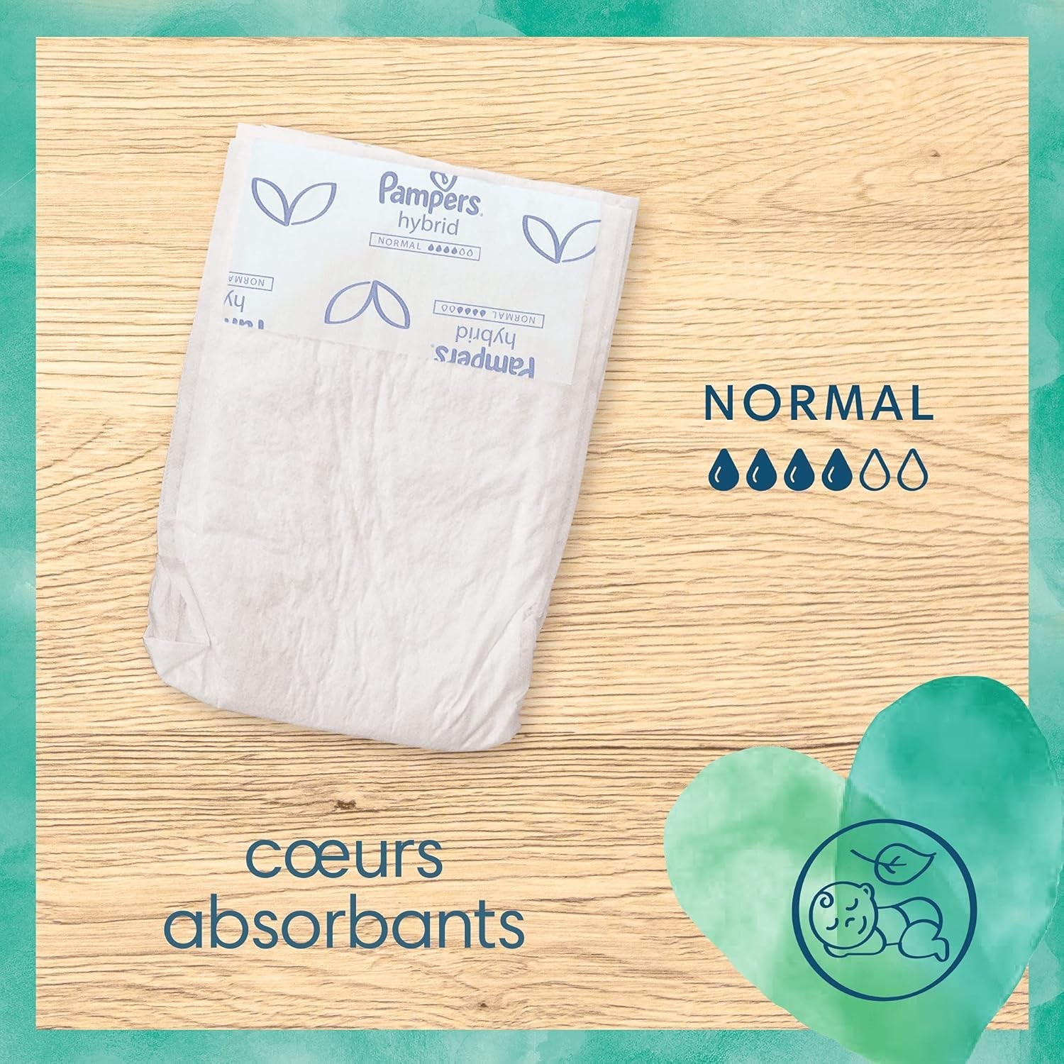Pampers - Pack de démarrage Harmony Hybrid, 3 couches lavables + 25 couches supérieures jetables - 1 paquet