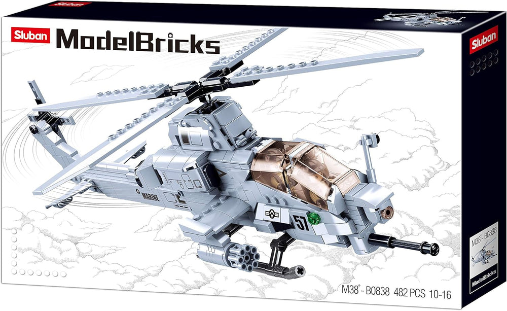 Kampfhelikopter IV (482 Teile) [M38-B0838], Spielset, Klemmbausteine, Soldaten, mit Spielfigur, Army, carie, Sluban Klemmbausteine ​​​​SL95708