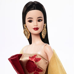 Poupée Barbie Signature du Nouvel An lunaire en robe rouge avec pivoines dorées, jouet de collection JJX83