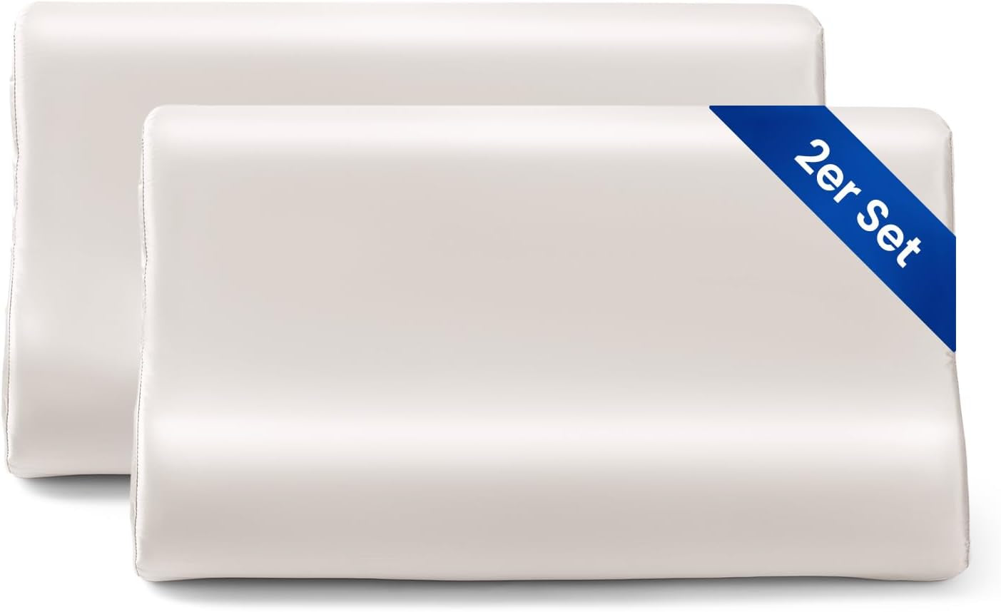 Față de pernă THXSILK din mătase de dud 19 Momme pentru pernă contur din spumă cu memorie, pernă cervicală din latex, hipoalergenică, lavabilă (50 x 30 x 10/7 cm, gri închis)