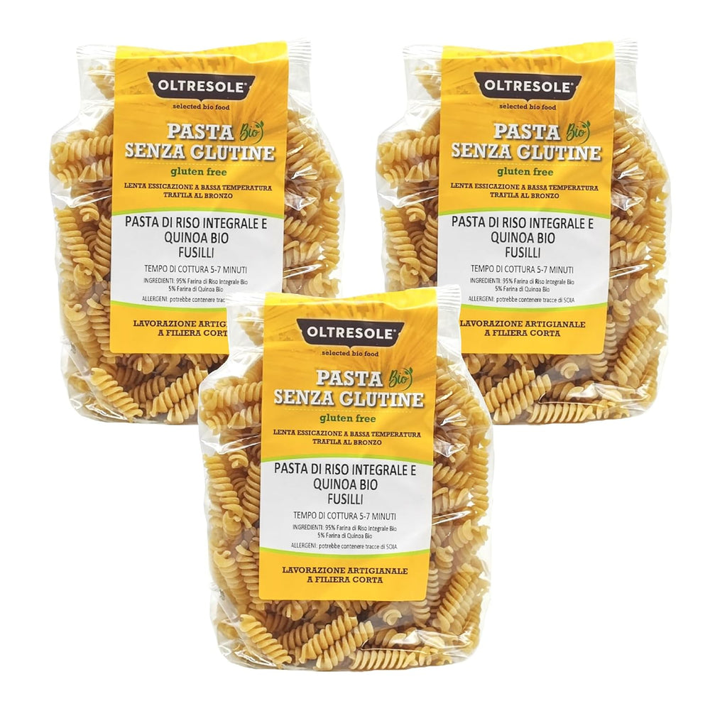 - Bio-Reis- und Quinoa-Pasta glutenfrei, Fusilli-Format - glutenfreie Pasta mit Vollkornreismehl und weisser Quinoa aus biologischem Anbau, vegan, Packung mit 3 Packungen à 350 g