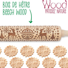 Scrap Cooking Rouleau à pâtisserie en bois motif Noël « Noël » - Rouleau à gaufrage pour biscuits - Accessoire décoratif - 5242