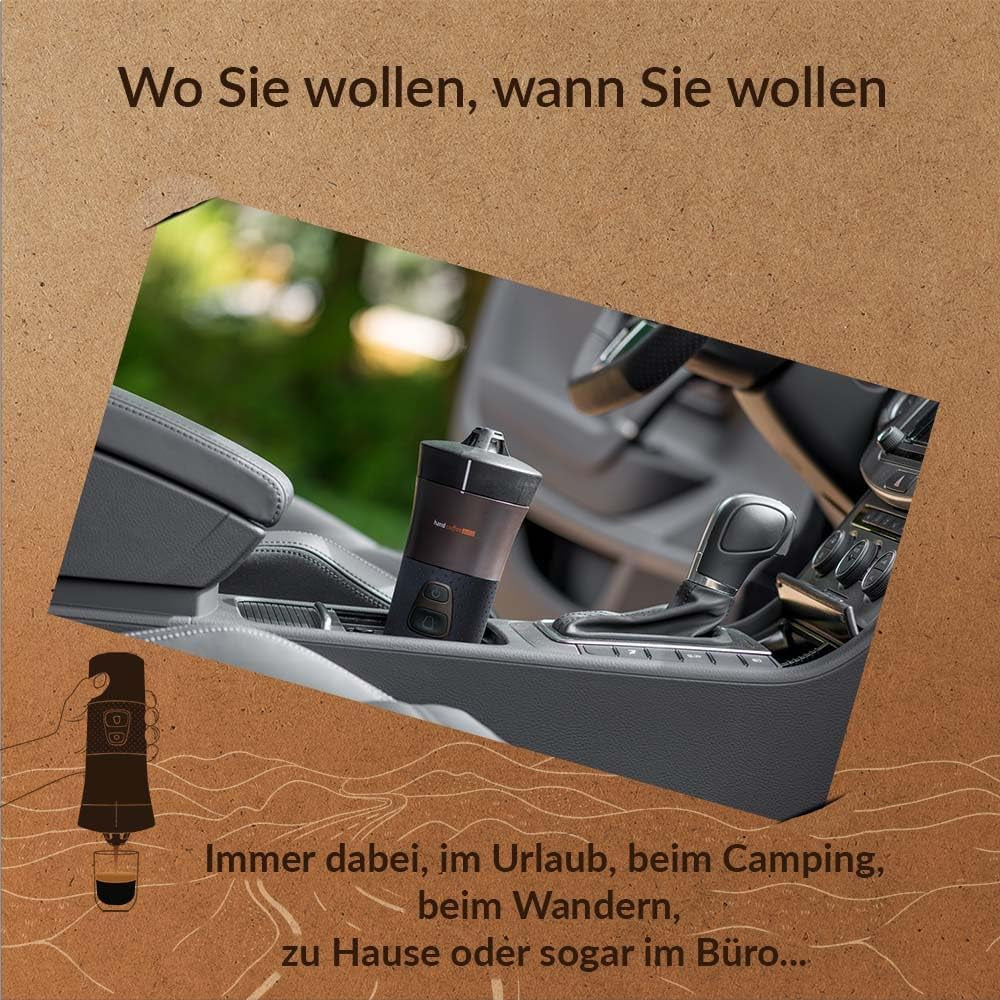 Handpresso - Handcoffee Auto 21000 | Machine à expresso pour voiture 12 V – Machine à expresso 12 V pour voitures | Machine à expresso Senseo Pad pour voitures – Machine à expresso de voyage 12 V | Expresso 12 volts pour camping-cars