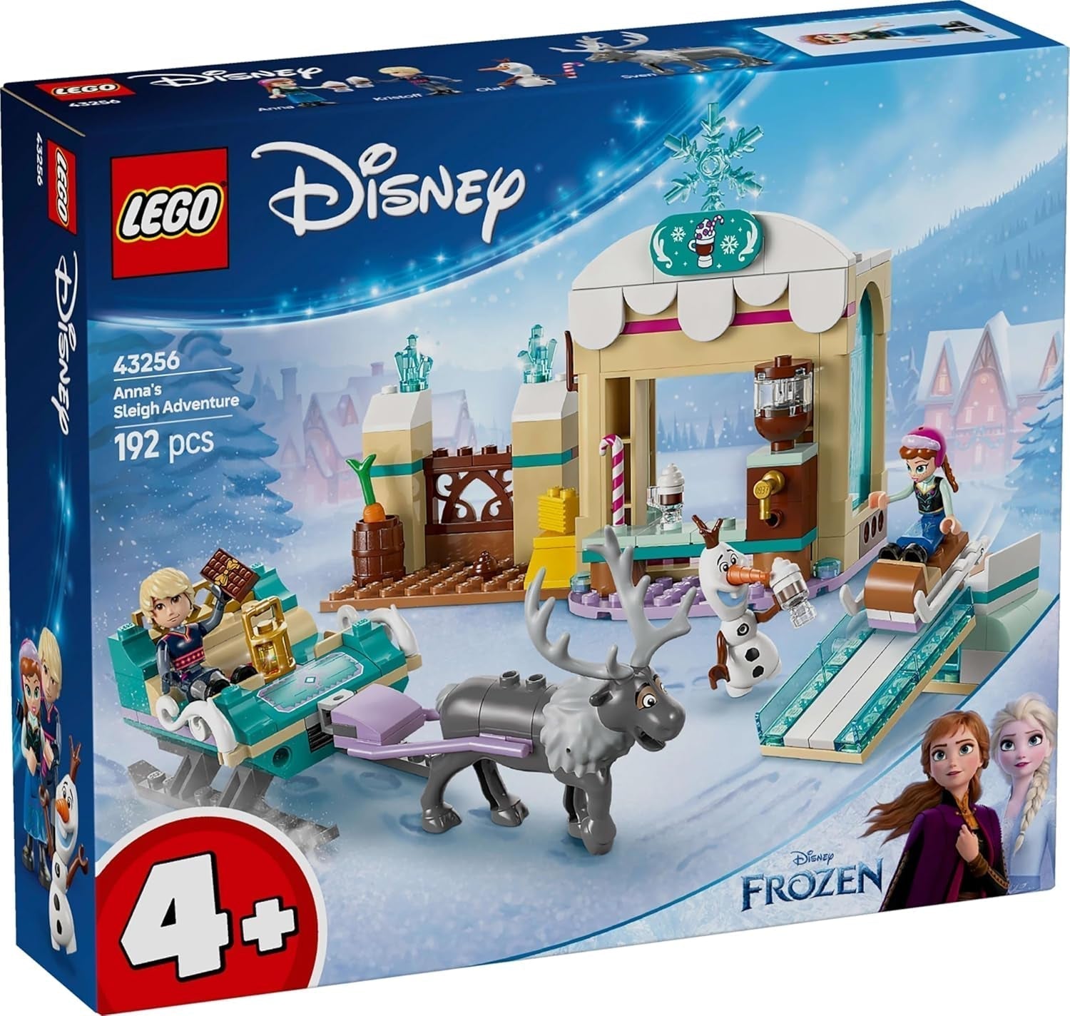 LEGO Ç€ Disney La Reine des neiges : l'aventure en traîneau d'Anna, jouet de construction et coffret de jeu fantastique, support en chocolat avec mini-poupées Anna, Kristoff, Olaf et Sven, jouet princesse pour filles à partir de 4 ans 43256 Ensembles de construction Besuche den LEGO-Store