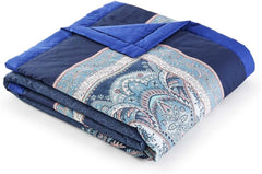 Plaid en coton BASSETTI SABBIONETA coloris BLEU B3 taille 135X190 Couettes et couettes Naty Shop