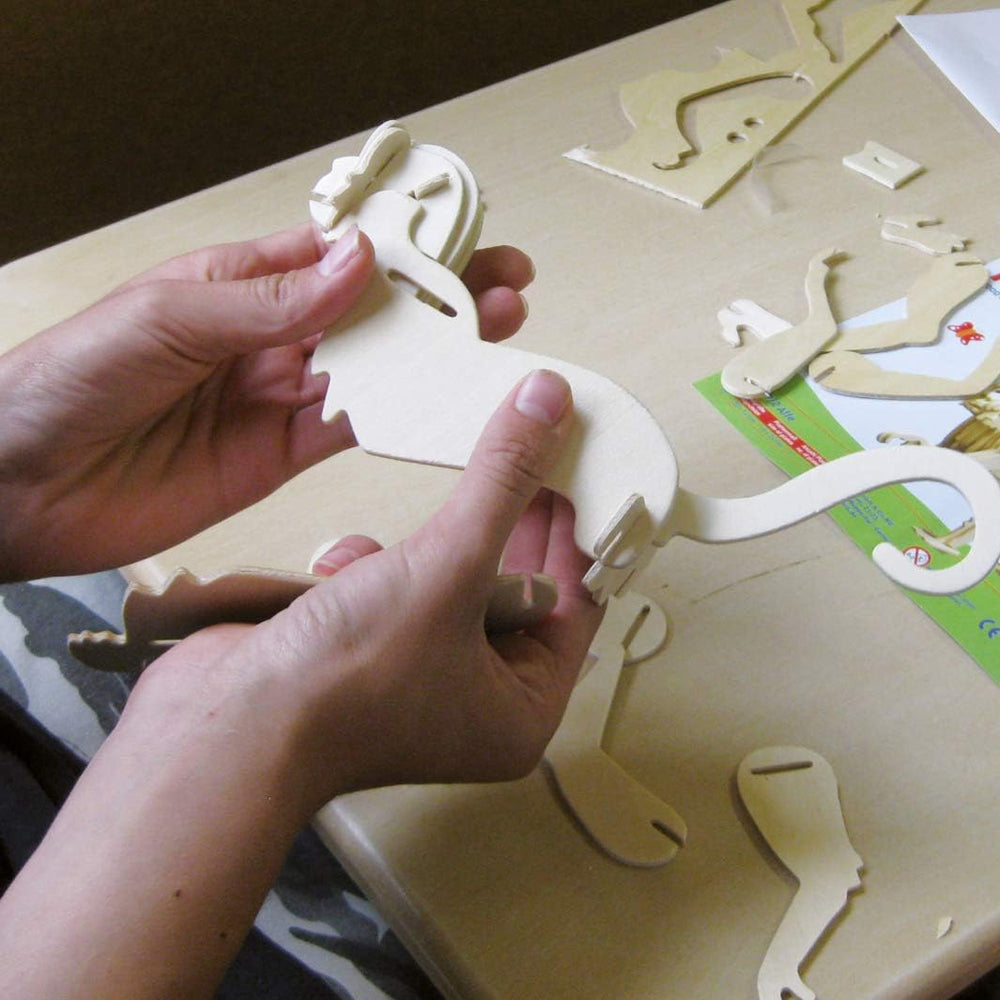 Pebaro Donau Elektronik _M880 Maison de poupée puzzle 3D avec meubles, 30 x 30 x 30 cm, Naturel