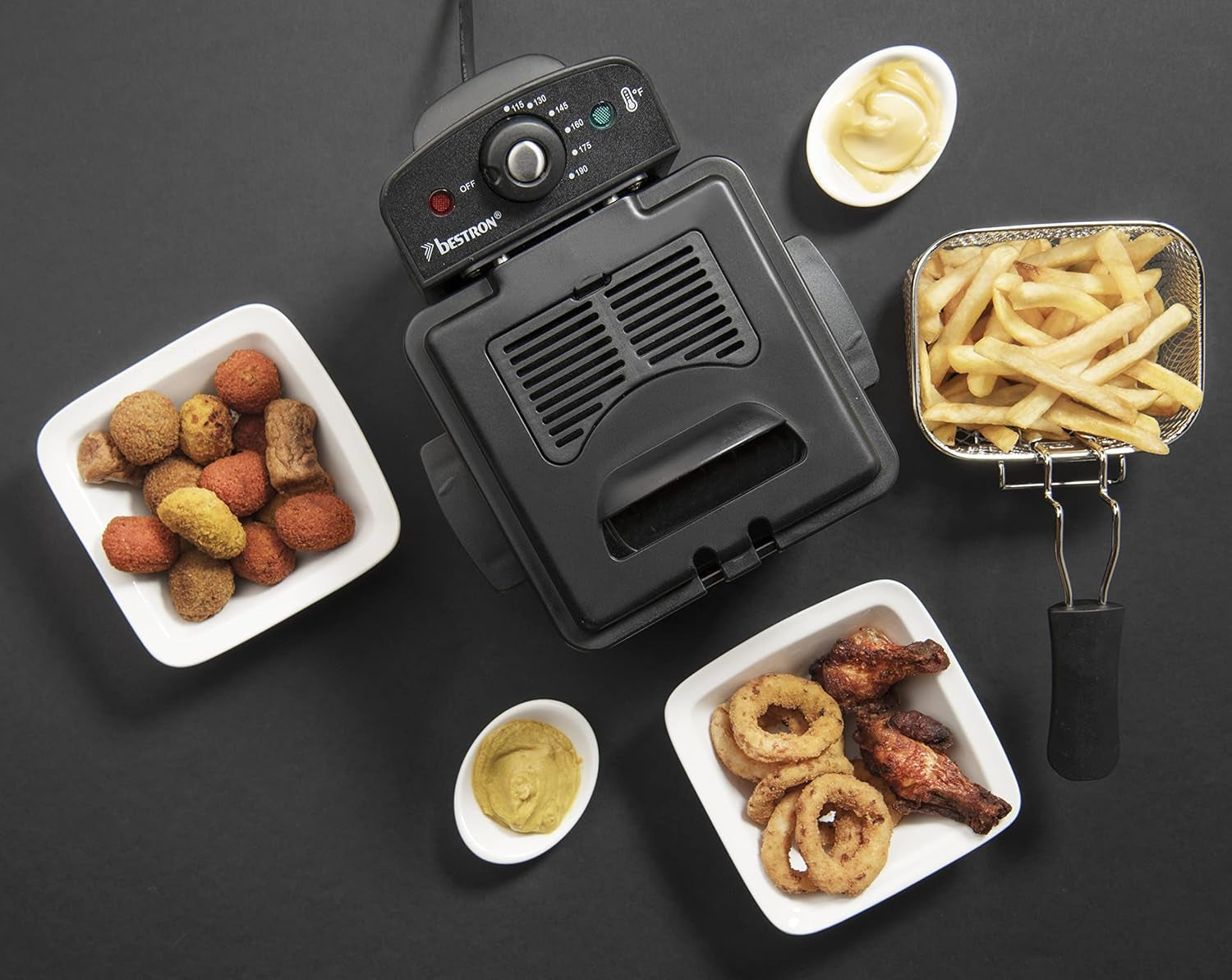 Friteuse à huile Bestron, Mini friteuse pour 1 portion de pommes de terre sautées, poisson ou nuggets Electroménager Naty Shop