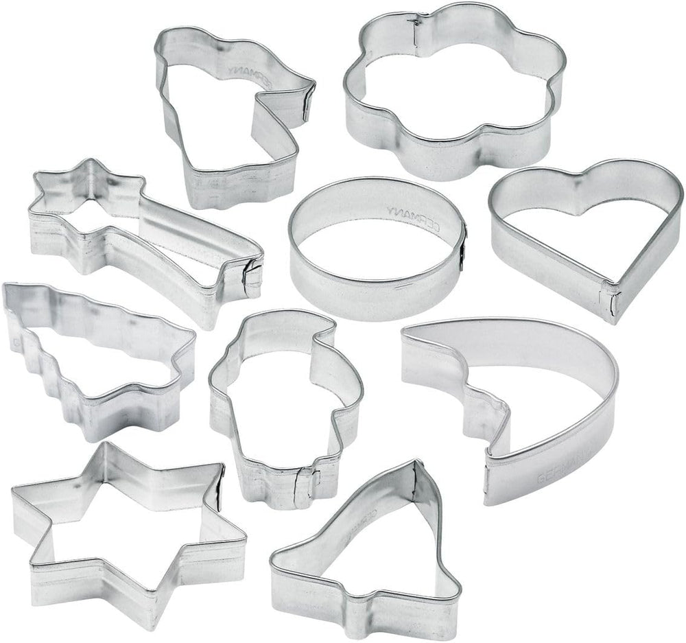 Zenker Lot de 10 emporte-pièces, divers emporte-pièces à motifs de Noël, ensemble de biscuits et de biscuits, couleur : argent, quantité : 1 x lot de 10 pièces