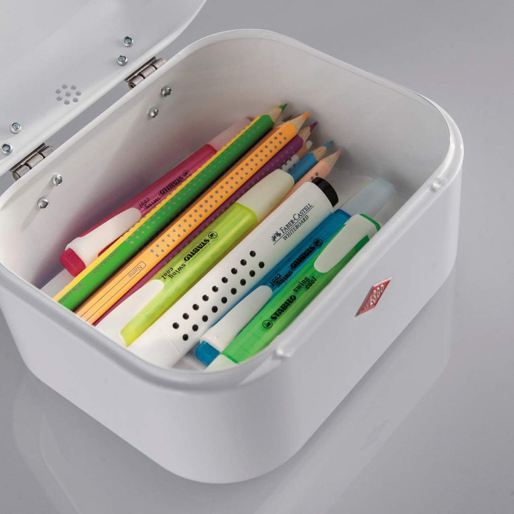 Wesco 235 001 Mini corbeille à pain Grandy 17 x 18 x 12 cm (L/l/H) rose, acier inoxydable Boîtes de conservation alimentaire Naty Shop