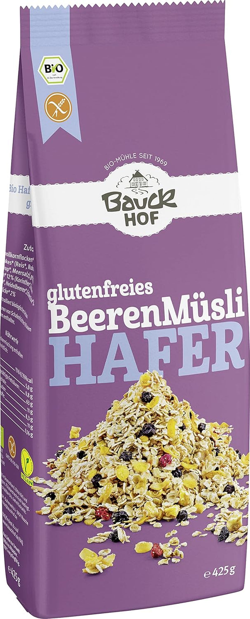 hof muesli d'avoine aux baies, sans gluten (425 g) - Bio