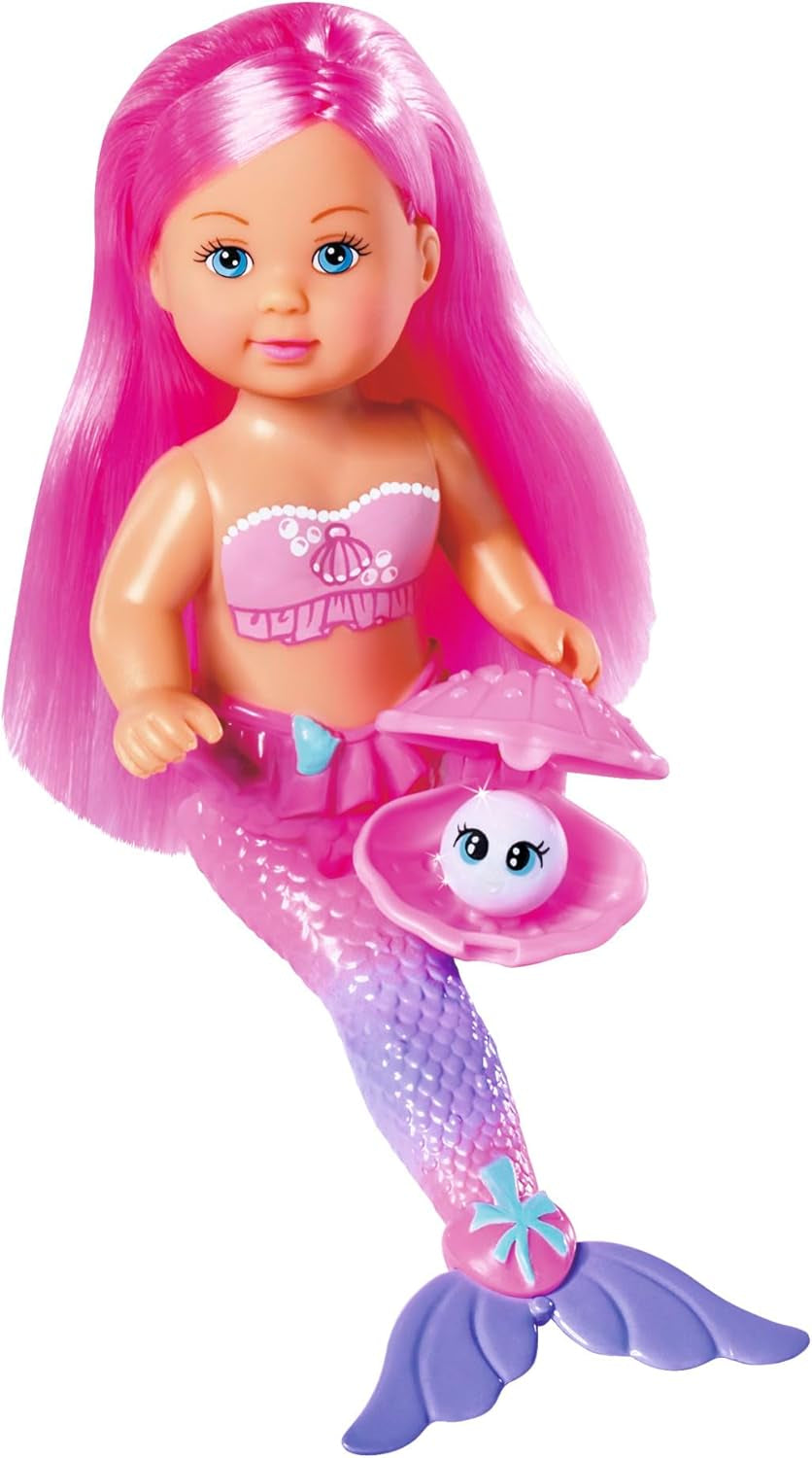 Simba Evi Love Mermaid Pearl Poupée sirène avec pinces à cheveux et perle secrète pouvant être utilisée avec un anneau, 12 cm, à partir de 3 ans