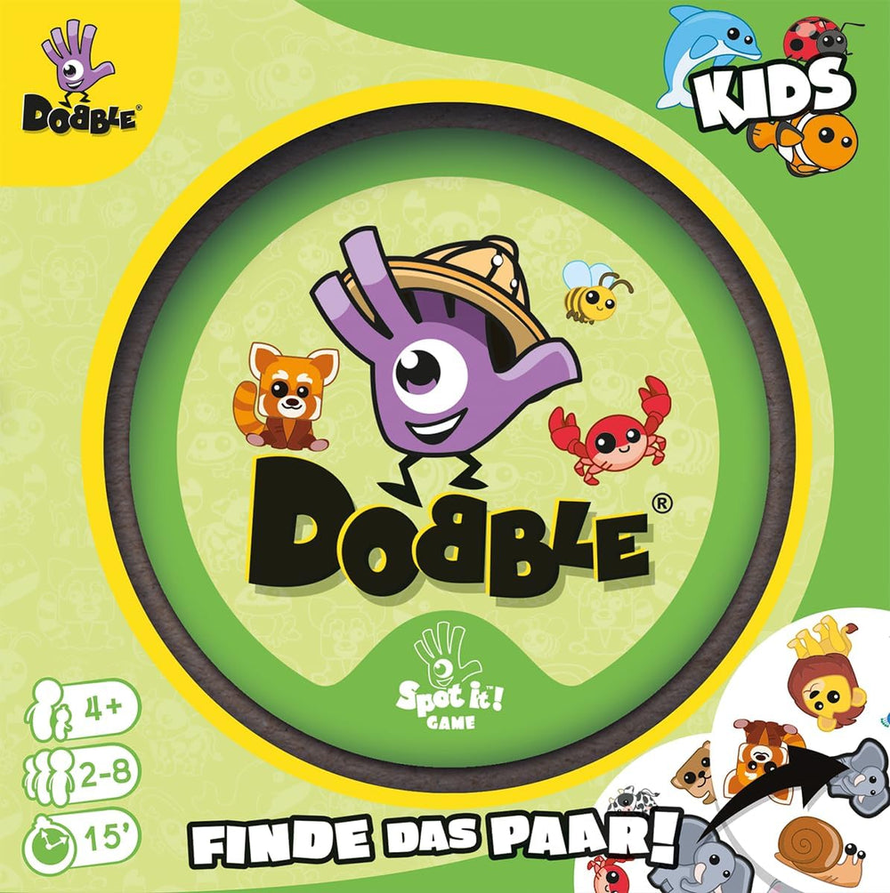 Zygomatic, Dobble Kids, Eco-Sleeves, Jeu pour enfants, Jeu de cartes, 2-8 joueurs, 4 ans et plus, 15 minutes, Allemand