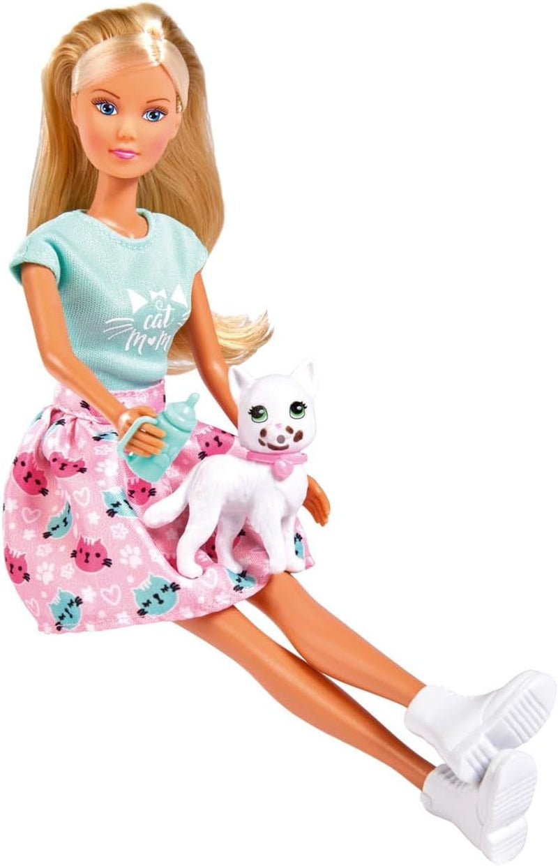 Simba 105733489 - Steffi Love Kitty Love, poupée dans une tenue moderne avec des robes douces à l'intérieur du monde, avec un viel Zubehör