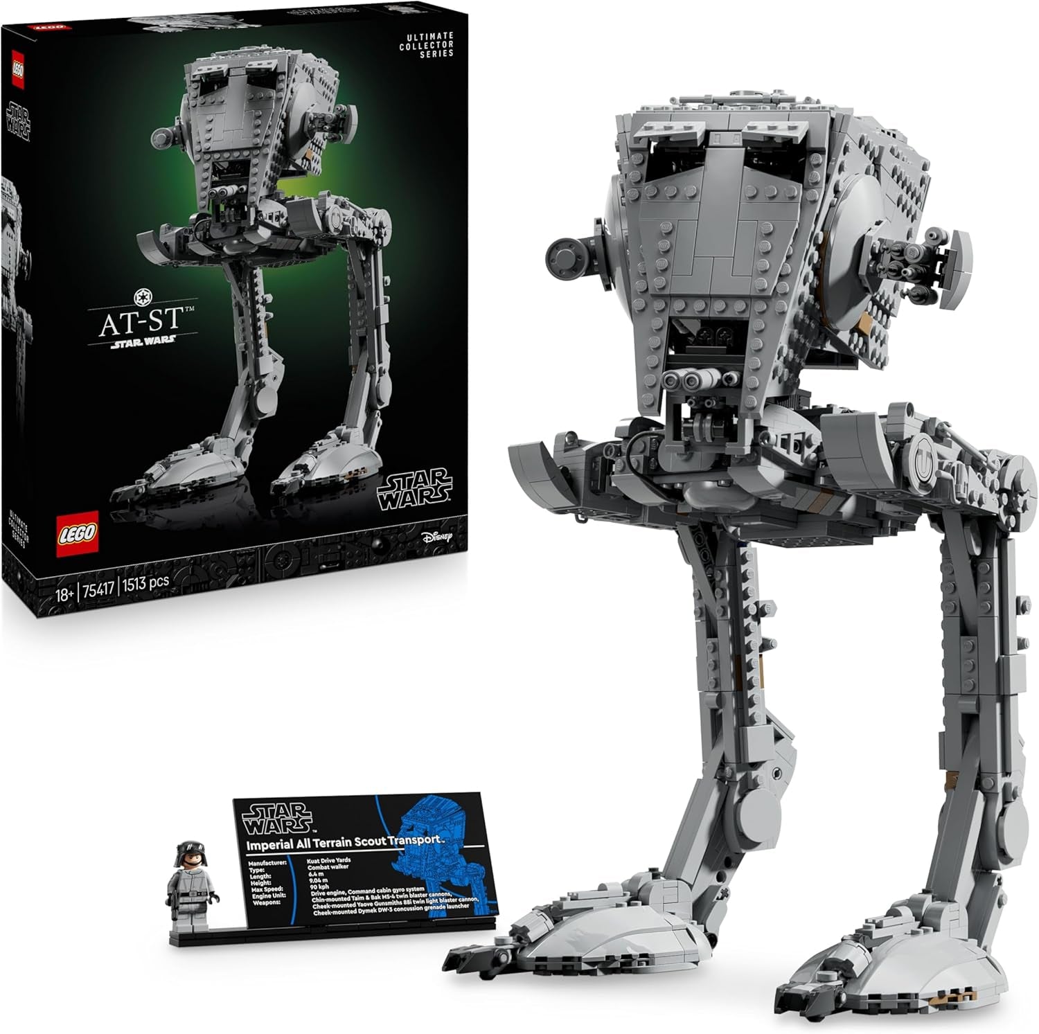 LEGO Star Wars AT-ST Camper - Bauset für Erwachsene - UCS Modell zum Auststellen mit Minifigur & Informationsstafel - Sammlerstück & Geschenk for Fans - 75417